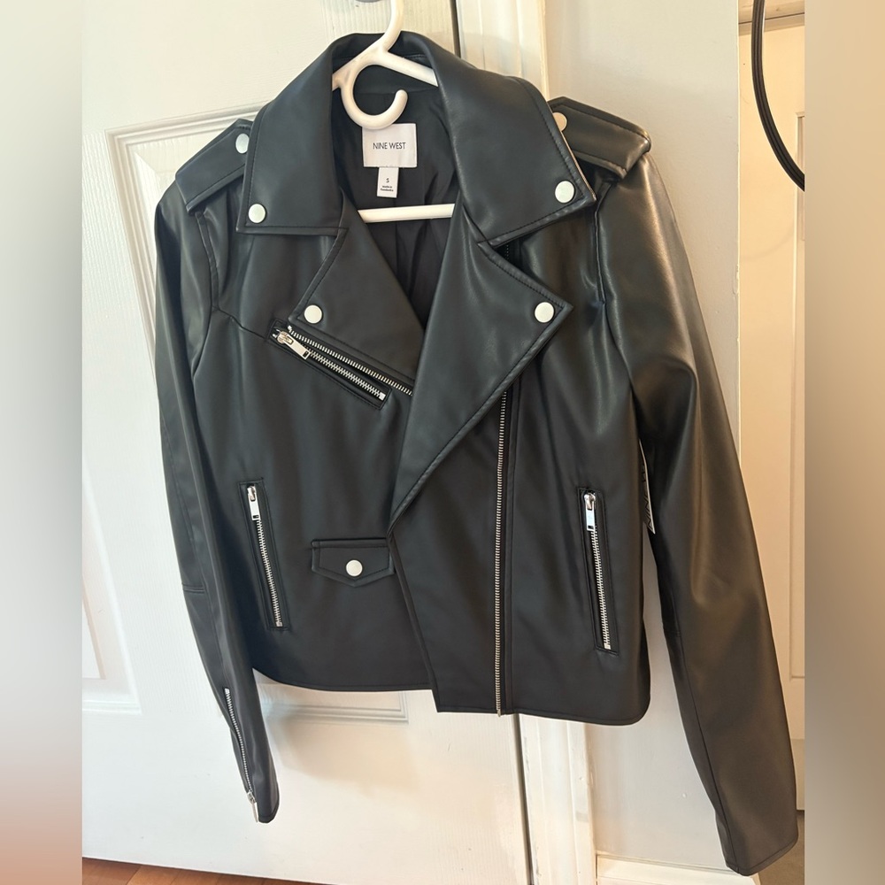 🔥NWT🔥 Nine West Black Faux Leather Moto Jacket